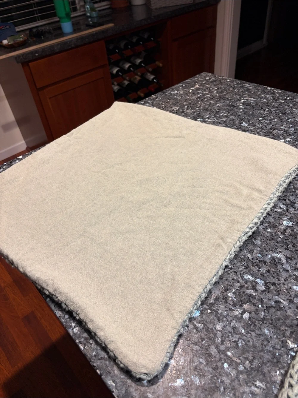 Pottery Barn Stonewashed Handknit Pillow Cover Chunky natural 22”x22” Blue Two